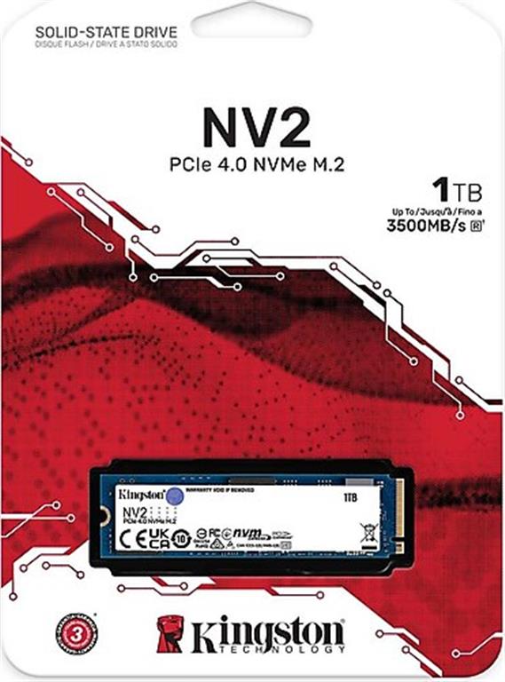 SSD KINGSTON 1000GB - NV2 Series - PCIe NVMe M.2 2280 up to 3500MB/s Read a[...]