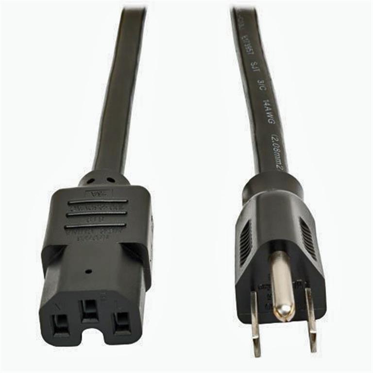 Power Cord, 125V, 13A, 6 Feet, C15 to NEMA 5-15P, 