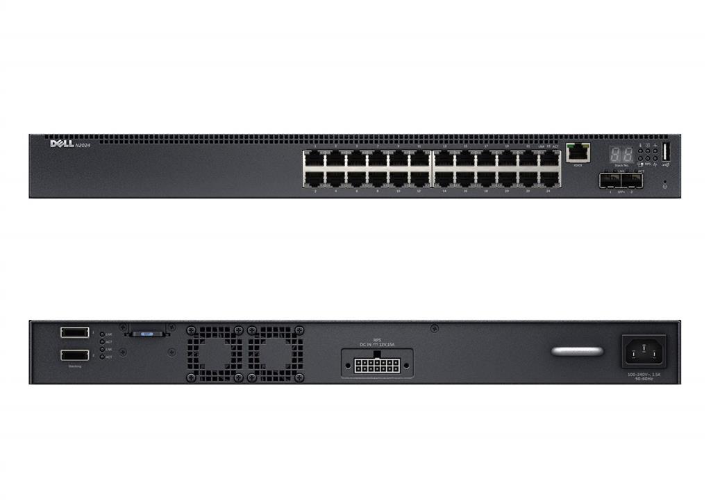 SWITCH DELL N2024, 24 PUERTOS 1GbE (1Gb/100Mb/10Mb), 2 PUERTOS 10GbE SFP+ (NO INCLUYE OPTICOS)