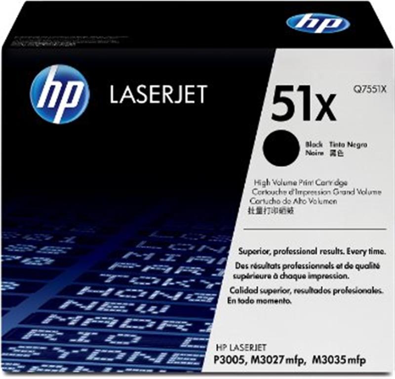 TONER HP Q7551X PARA LASERJET P3005
TONER HP Q7551X PARA LASERJET P3005