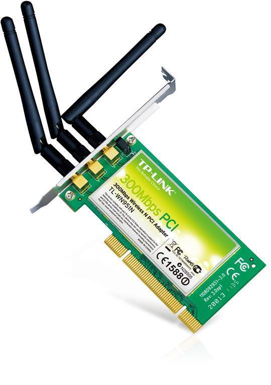 Adaptador PCI inalámbrico N a 300 Mbps 3 antenas (