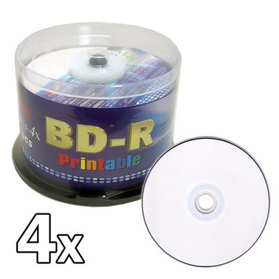 Melody 50 pcs BD-R Blu-ray Recordable White Inkjet Printable Blank Disc, 25GB, 1-4x